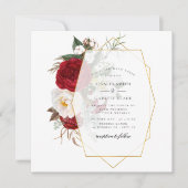 Colorful Peony Bouquet Gold Lijst Wedding Kaart (Voorkant)