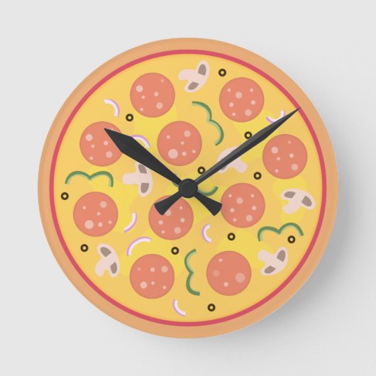 Colorful Pepperoni Pizza Lovers Ronde Klok (Voorkant)