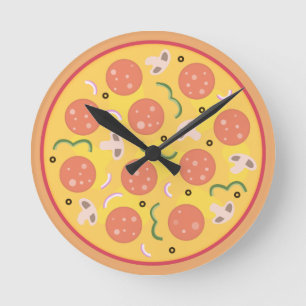 Colorful Pepperoni Pizza Lovers Ronde Klok