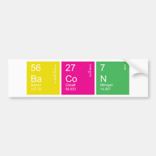 Colorful Periodic Table Bacon Bumpersticker