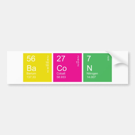 Colorful Periodic Table Bacon Bumpersticker (Voorkant)