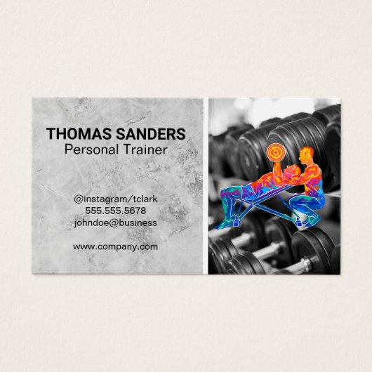 Colorful Personal Trainer Logo | Dumbbells Visitekaartje (Voorkant)