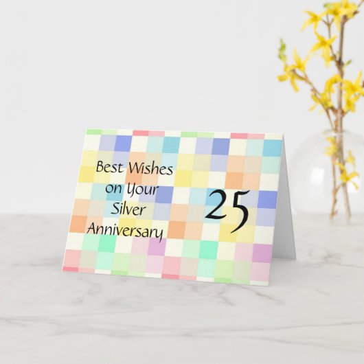 Colorful Personalized 25th Wedding Jubileum Kaart (Gele Bloem)