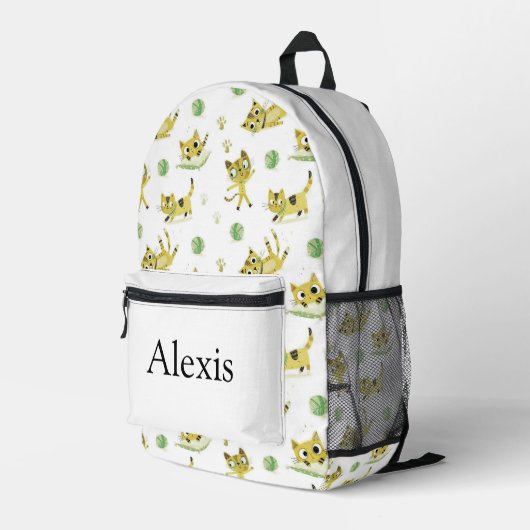 Colorful personalized backpack, kids cute cats bedrukte rugzak (Achterkant Hoek Rechts)