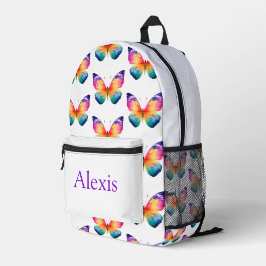 Colorful personalized backpack, kids cute penguin bedrukte rugzak (Achterkant Hoek Rechts)