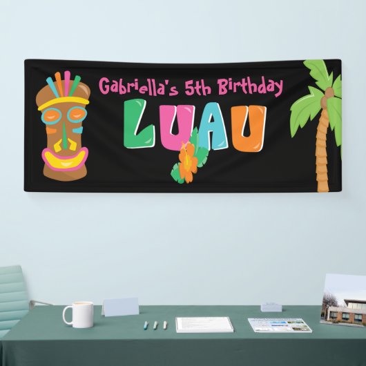 Colorful Personalized Luau Party Tiki Banner (Beurs)