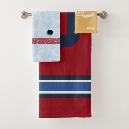 Colorful Personful Ice Hockey Patchwork Bad Handdoek (Insitu)