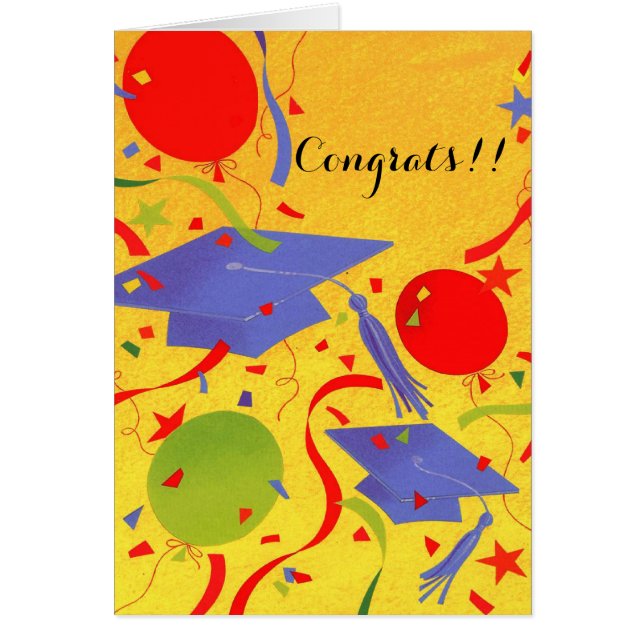 Colorful pet confetti afstuderen aanpasbare kaart (Voorkant)