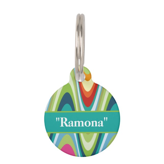 Colorful Pet Name QR Code Aangepast Huisdierpenning (Voorkant)