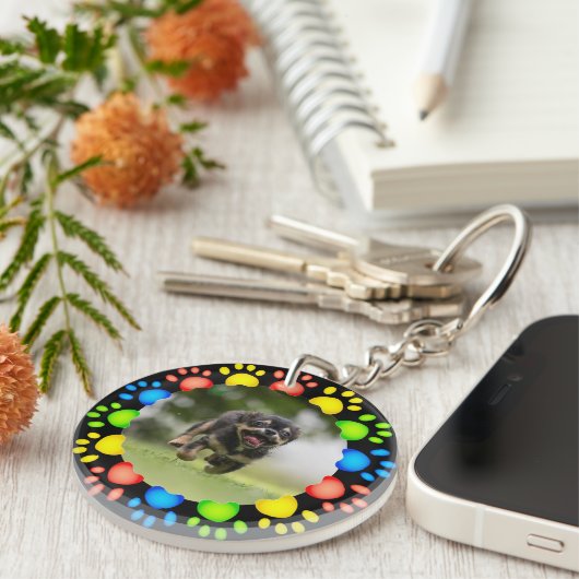 Colorful Pet Paw Prins Sleutelhanger (Voorkant Rechts)