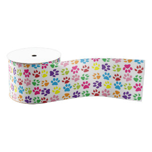 Colorful Pet Paws Grosgrain Lint