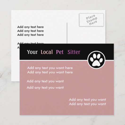 Colorful Pet Sitter Briefkaart (Voorkant / Achterkant)