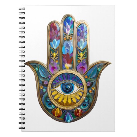 Colorful Petals Leaves Hamsa Sapphire Third Eye Notitieboek (Voorkant)