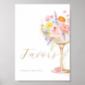 Colorful Petals & Prosecco Favors Table Sign Poster (Voorkant)