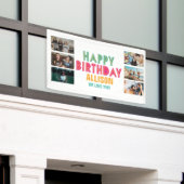 Colorful Photo Collage Kind Happy Birthday Party Spandoek (Buitenkant Gebouw)