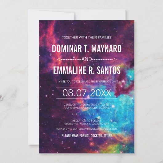 Colorful Photo Galaxy Wedding Invitation Kaart (Voorkant)