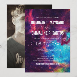 Colorful Photo Galaxy Wedding Invitation Kaart