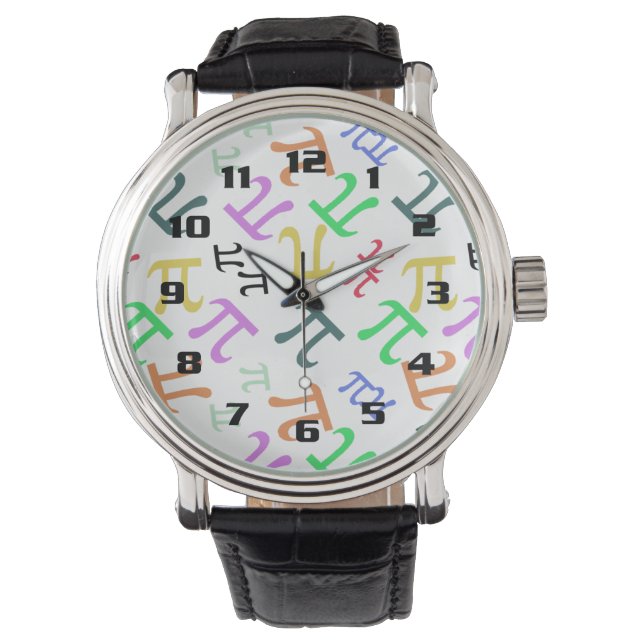 Colorful Pi Pattern Horloge (Voorkant)