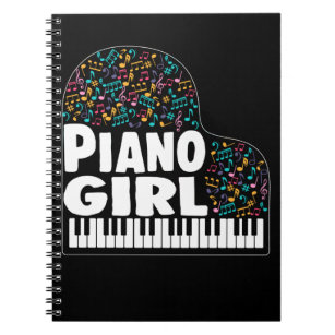 Colorful Piano Girl Music Lover Notitieboek