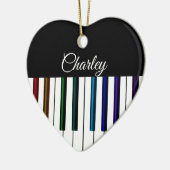 Colorful Piano Keyboard Music Holiday Heart Keramisch Ornament (Links)