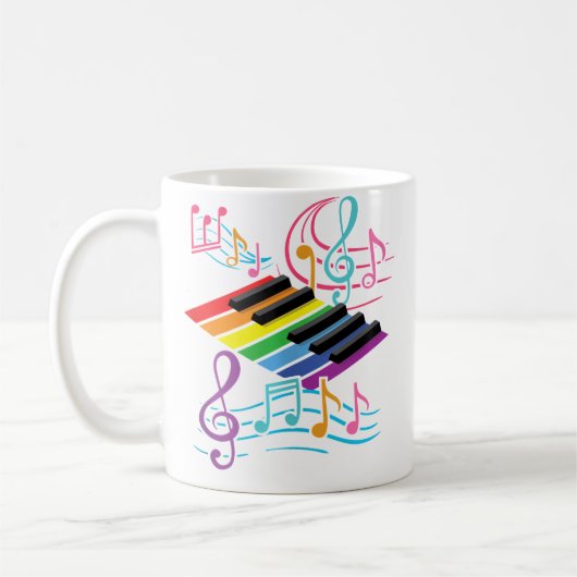 Colorful Piano Keyboard  Music Notes  Musician Pia Koffiemok (Links)