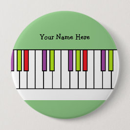 Colorful Piano Keys Music Kinder persoonlijke naam Vierkante Button 5,1 Cm