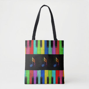 Colorful Piano Keys & Muzieknoten Tote Bag