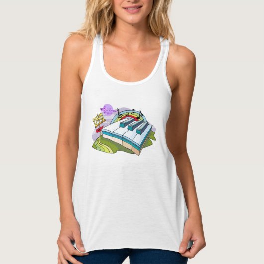Colorful Piano Keys Paarse Racerback Tanktop (Voorkant)