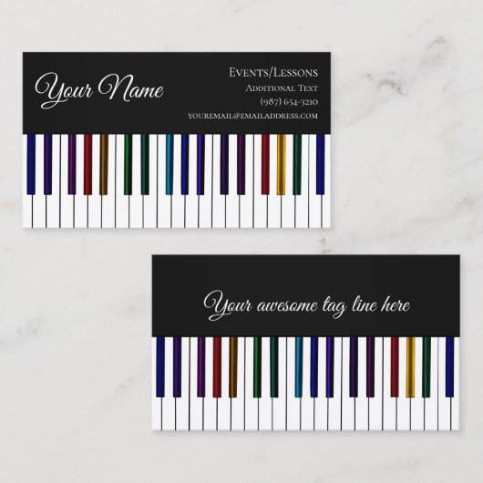 Colorful Piano-toetsenbord - Leerstoel Songwriter  Visitekaartje (Voorkant / Achterkant)