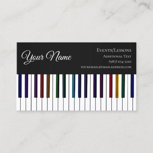 Colorful Piano-toetsenbord - Leerstoel Songwriter  Visitekaartje (Voorkant)