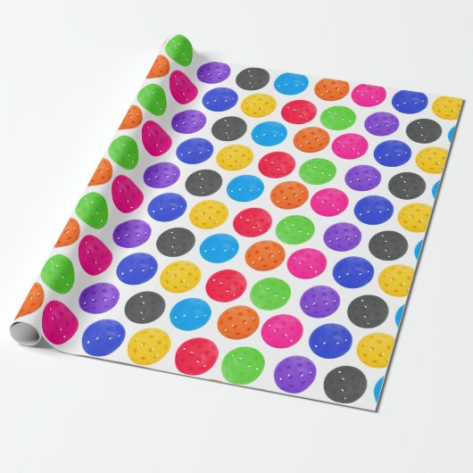 Colorful Pickleball op White Cadeaupapier (Uitgerold)