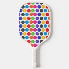 Colorful Pickleball op White Paddle