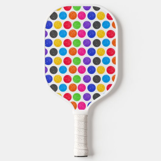 Colorful Pickleball op White Paddle (Voorkant)