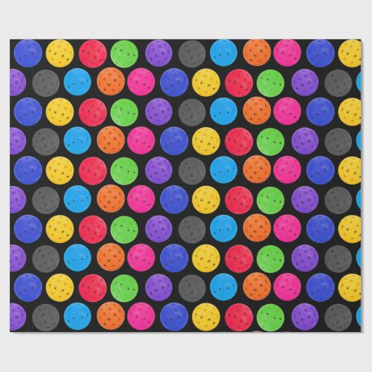 Colorful Pickleball op zwart Cadeaupapier (Vlak)