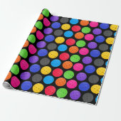 Colorful Pickleball op zwart Cadeaupapier (Uitgerold)