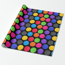 Colorful Pickleball op zwart Cadeaupapier