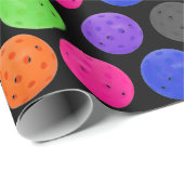 Colorful Pickleball op zwart Cadeaupapier (Rol Hoek)