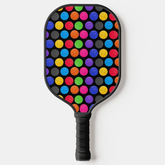 Colorful Pickleball op zwart  Paddle (Voorkant)
