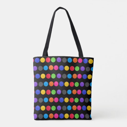 Colorful Pickleball op zwart Tote Bag (Achterkant)