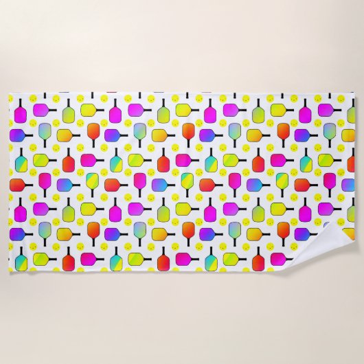 Colorful, Pickleball Paddles, Geel Pickleball Strandlaken (Voorkant)