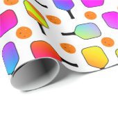 Colorful, Pickleball Paddles, Oranje Pickleballen Cadeaupapier (Rol Hoek)