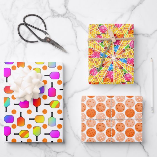 Colorful, Pickleball Paddles, Oranje Pickleballen Inpakpapier Vel (Voorkant)