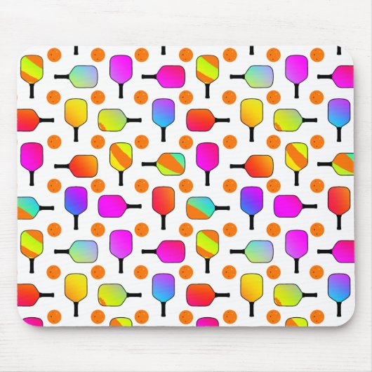 Colorful, Pickleball Paddles, Oranje Pickleballen Muismat (Voorkant)