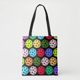 Colorful Pickleball Pattern Tote Bag