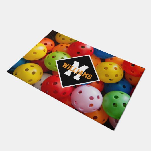 Colorful pickleballen, aangepast initiaal deurmat (Schuin)