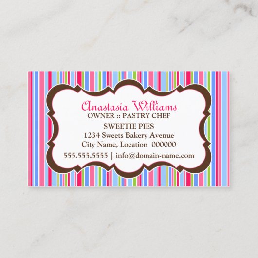 Colorful Pie Bakery Visitekaartje (Achterkant)