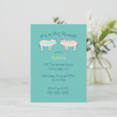 Colorful Pig Roast Barbeque Invitation Kaart (Staand voorkant)