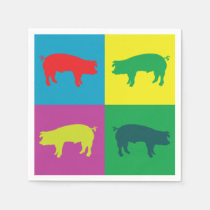 Colorful Pigs Napkins Servet