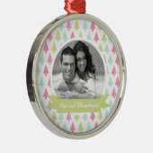 Colorful Pine Trees kerstfoto Metalen Ornament (Rechts)