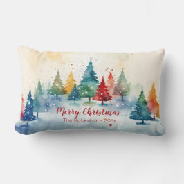 Colorful Pine Trees Merry Christmas Kussen